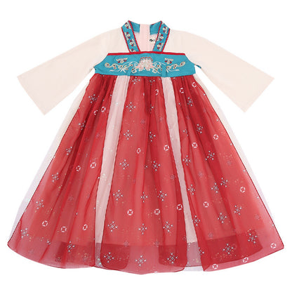 4-15 Years Kids Fairy Dresses Guzheng Hanfu For Girls Long Sleeves Chinese Custom Style Performance Costumes Princess Dresses