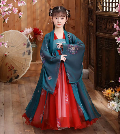 New Retro Chinese Hanfu Dress Imitation Chinese Tang Dynasty Girls Dress