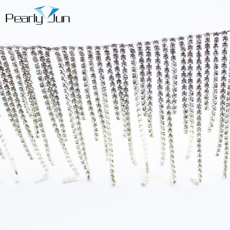 Luxury Diamond Tassel Chain Decoration – 1/5 Yard Rhinestone Trim for Skirts, Coats, Bags, Dresses & DIY Sewing Accessories (Model ML117)