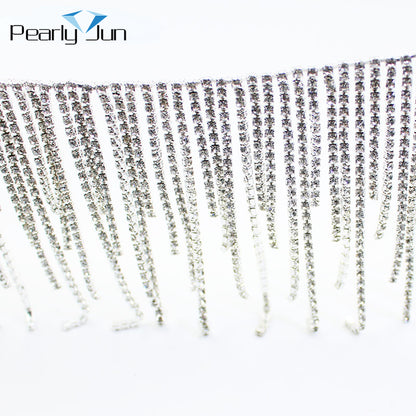 Luxury Diamond Tassel Chain Decoration – 1/5 Yard Rhinestone Trim for Skirts, Coats, Bags, Dresses & DIY Sewing Accessories (Model ML117)