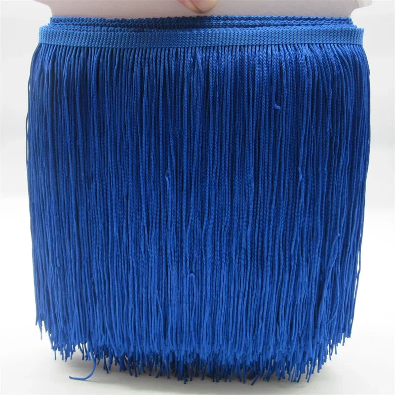 New 10Meters 20cm Wide Lace Fringe Trim Tassel Fringe Trimming For Latin Dress Stage Clothes Accessories Lace Ribbon Tassel