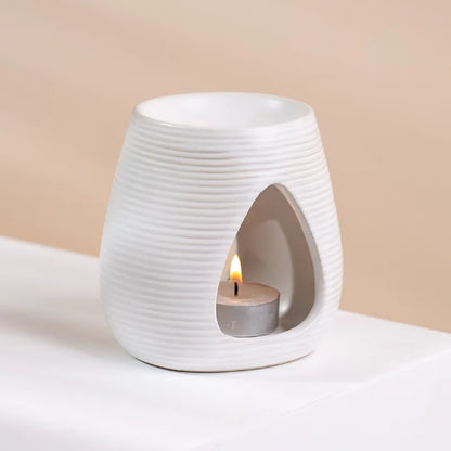 Porcelain Aroma Burner Candle Holder - Essential Oil Warmer, Tealight Fragrance Lamp for Home Decor