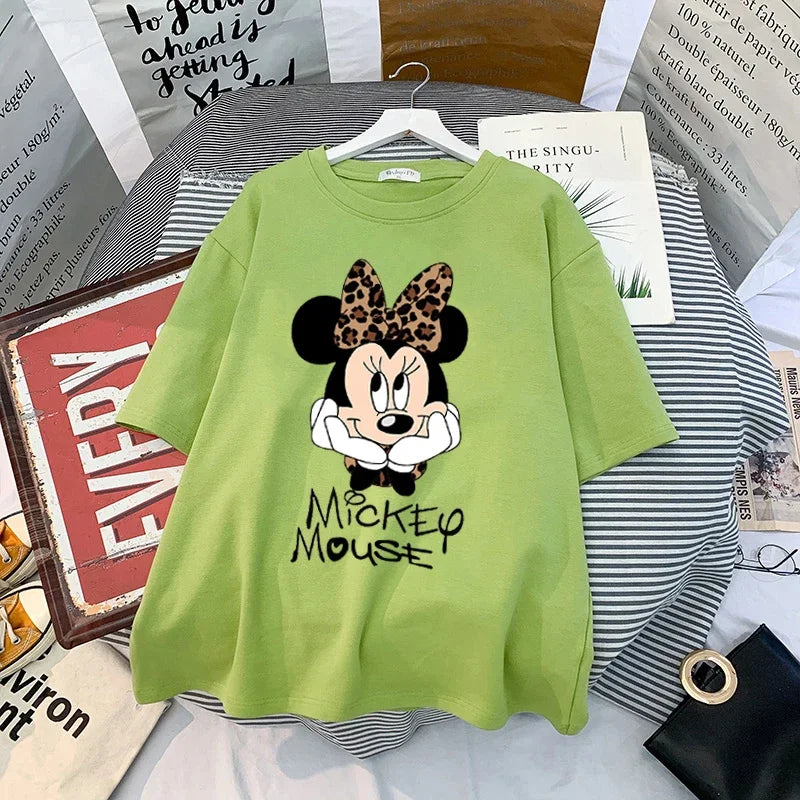 Kawaii Womens T-shirts Mickey Anime Blouses Y2k Clothing Graphic T Shirts Clothes Harajuku Oversized T Shirt Tops Harajuku