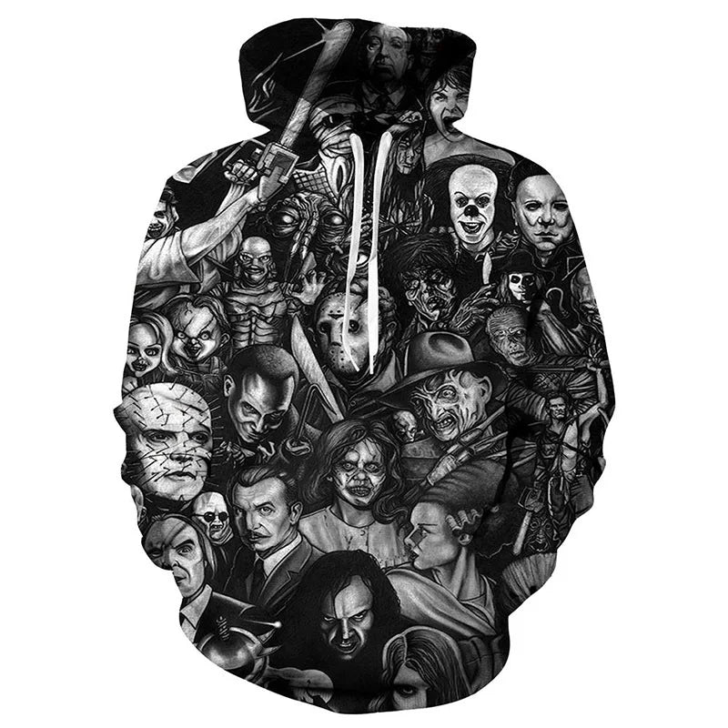 New Arrival Personality Hoodies Horror Movies 3D Printed Pullover Men Women Casual Oversized Hooded Sweatshirts Cool Hoodie