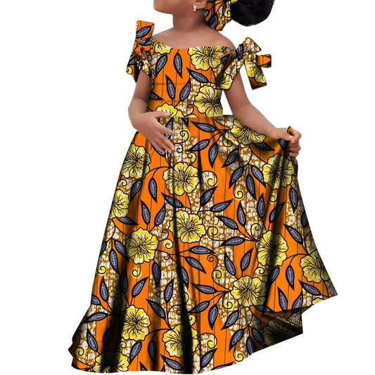 Fashion Women Ankara Dresses Flash Neck Puff Sleeve Long Dress African Girl Dress Robe Africaine Femme Evening Mermaid Dress