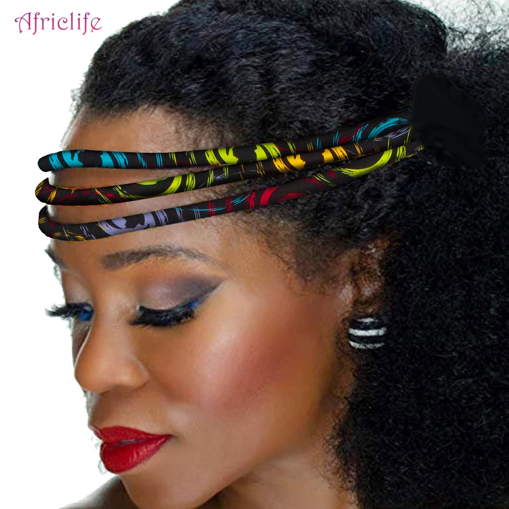 African Wax Print Headband Colorful Kente 3 Strand Vibrant Afrocentric Headband Headwrap Handmade Accessory