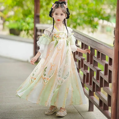 Chinese Kids Hanfu Dress Cute Girl Carnival Cosplay Costume Ancient Traditional Child Hanfu Dance Perform Dress Christmas Gift