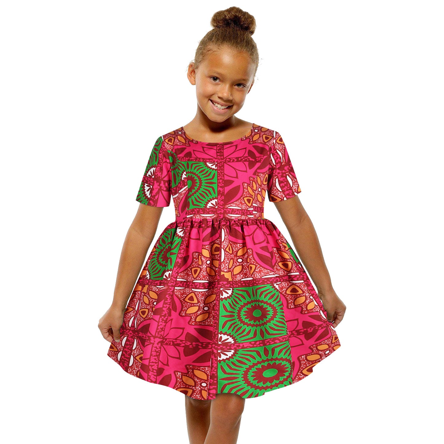 Baby Girls African Dress Toddler Kids Dashiki Traditional Style Print Short Sleeve Casual Dress Ankara Princess Dresses Vestidos