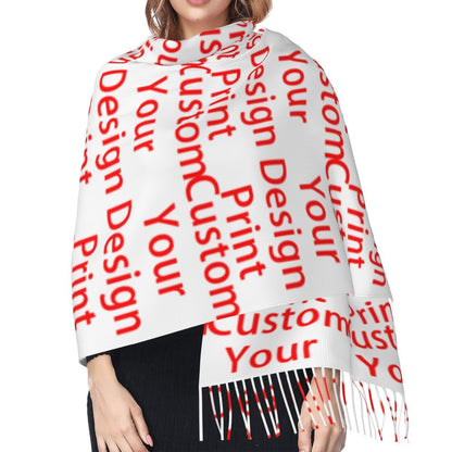 Luxury Custom Your Design Tassel Scarf Women Winter Fall Warm Shawl Wrap Ladies Customized Logo Printed Scarves