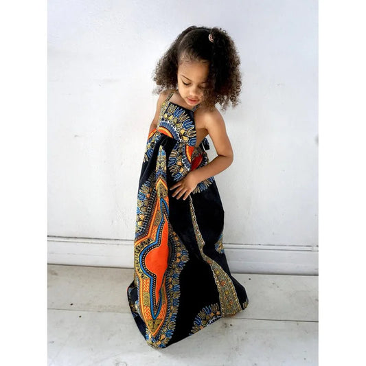 African Clothes Kids Fashion Dashiki Dress Robe Africaine Baby Girl Clothes Bazin Riche Sleeveless African Dresses for Girl