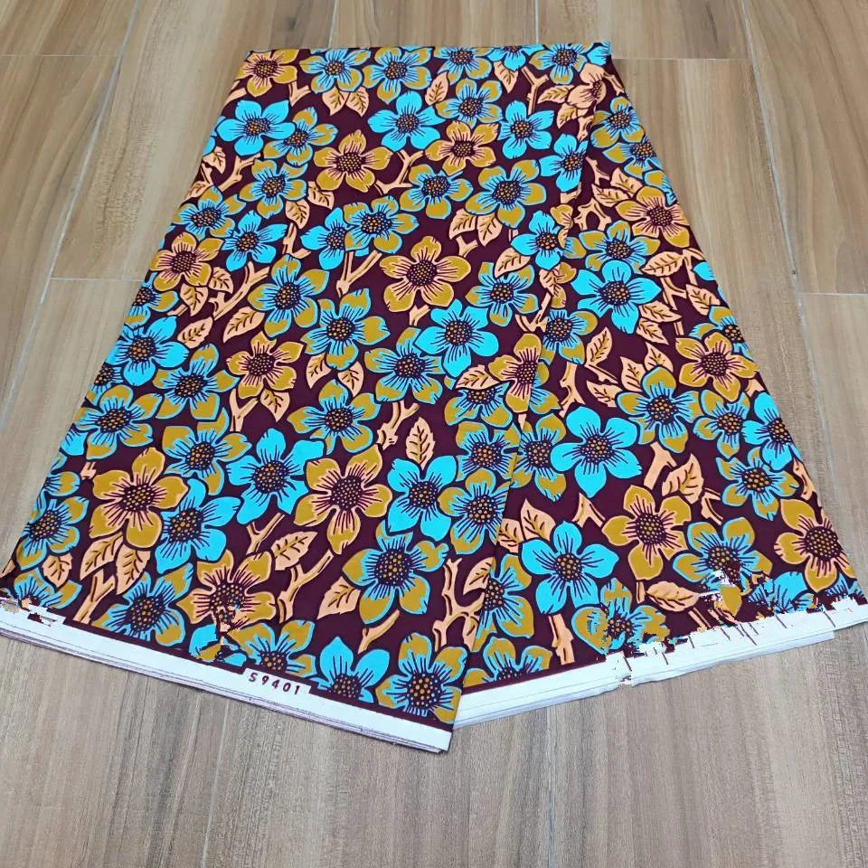 2019 Green Ankara African Wax Prints 100% cottonr Fabric Binta Real Wax High Quality 6 yard African Fabric for Party Dress