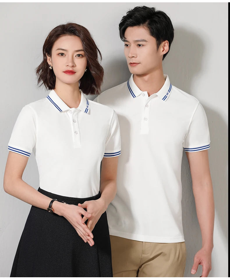 Men Polo T-shirt Logo Customizable Golf Hombre Polos 50% Cotton Daily Smart Casual Clothing Summer Autumn Lapel Top Personalized