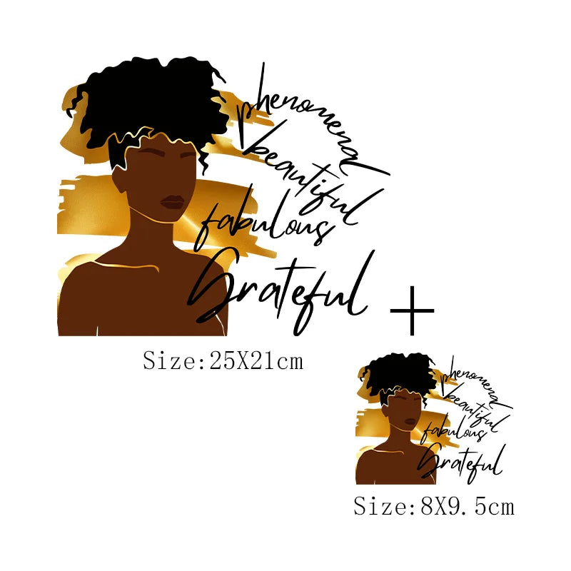 Afro Women Heat Transfer Patch For Clothing Fashion Black Girl DIY T-Shirt Hoodie Iron On Patch On Men And Women Clothes Sticker