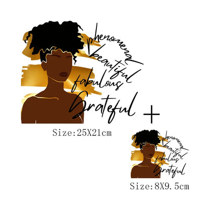 Afro Women Heat Transfer Patch For Clothing Fashion Black Girl DIY T-Shirt Hoodie Iron On Patch On Men And Women Clothes Sticker