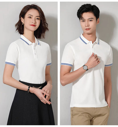 Men Polo T-shirt Logo Customizable Golf Hombre Polos 50% Cotton Daily Smart Casual Clothing Summer Autumn Lapel Top Personalized