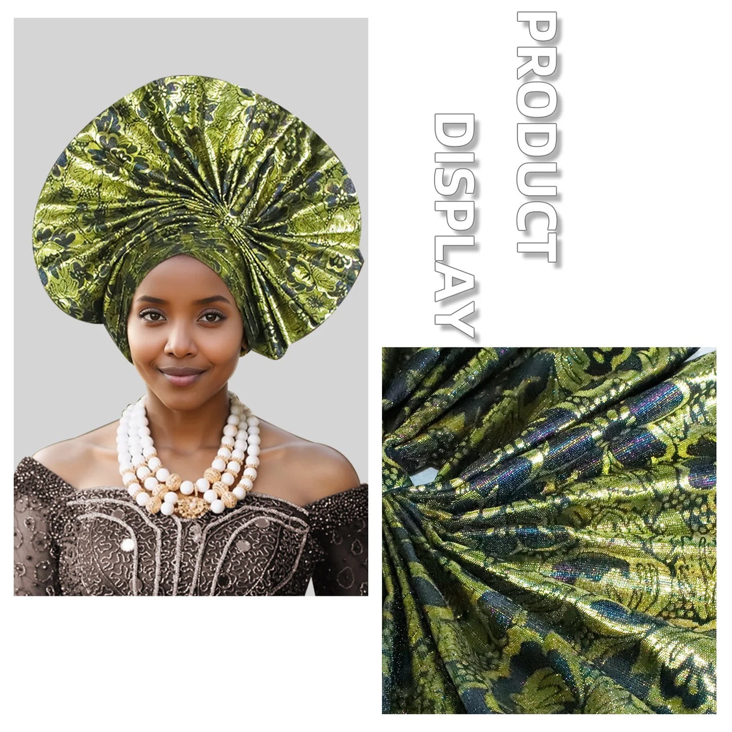 Exaggerated Fan-shaped Auto Gele Alrady Made Headtie for Women African Lady Headwraps Wedding Party Head Ties Female Turban Cap