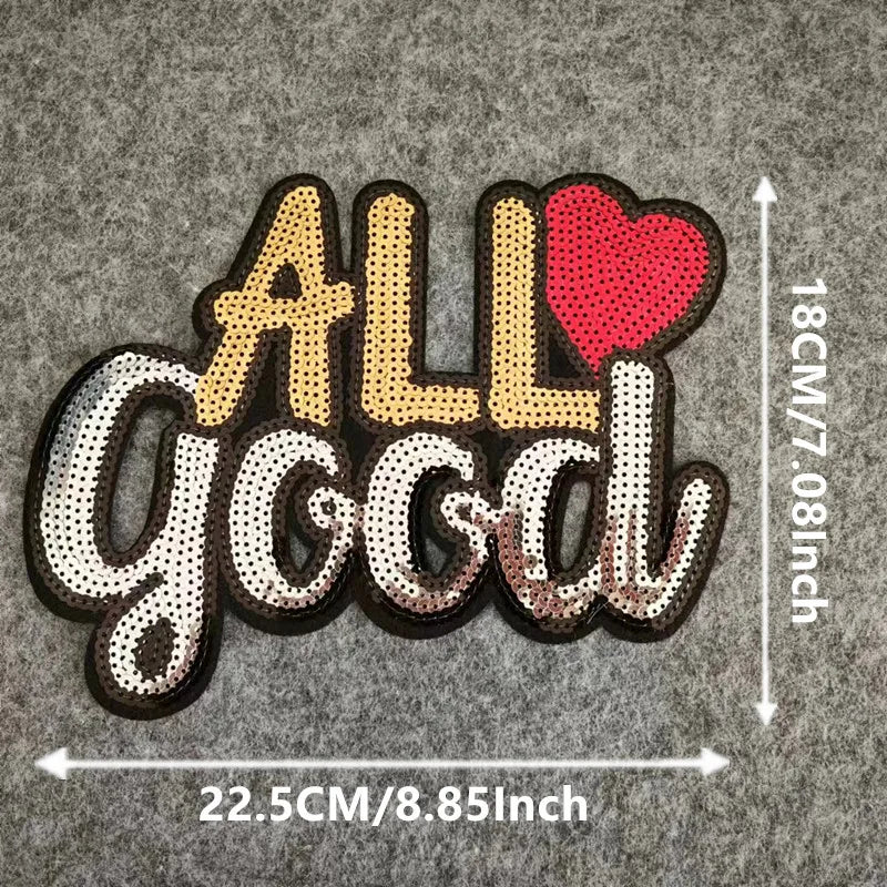 Clothing Women Shirt Top Diy Letter Patch Good LOVE Pink What Sequins deal with it T-shirt Sew on Patches for clothes Stickers