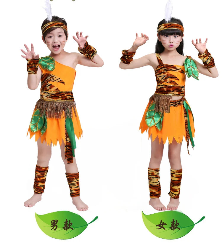 June 1st International Children's Day Wild Man Performance Costume Dance Costume Primitive Indian Hunter Performance Costume