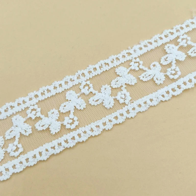 1Pcs Width 3.6 cm Length 270 cm DIY White Beige Embroidery Lace Floral Lace Bow Headwear Clothing Accessories