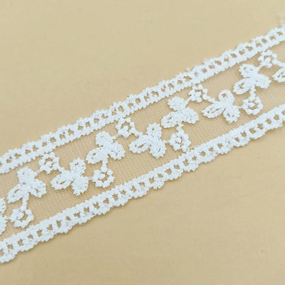 1Pcs Width 3.6 cm Length 270 cm DIY White Beige Embroidery Lace Floral Lace Bow Headwear Clothing Accessories