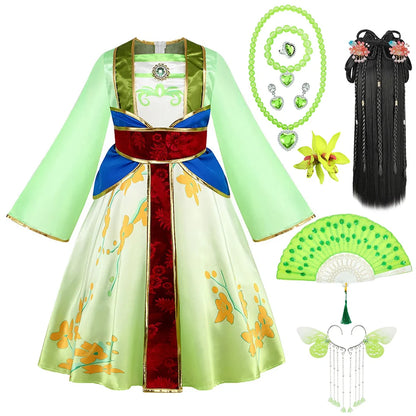 Kids Mulan Cosplay Princess Dress Girls Chinese Style Hanfu Traditional Costume Children Birthday Carnival Party Fairy Clothing