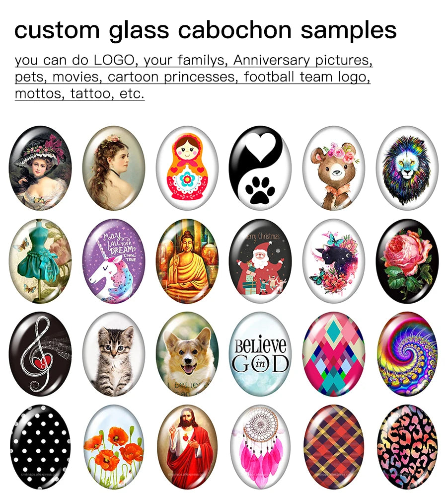 Personalized Photo Custom 13x18m/18x25mm/30x40mm photo glass cabochon demo flat back Making findings for DIY earrings jewelry