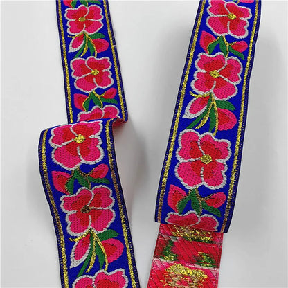 7 Meters 3.3cm Flowers Pattern Embroidered Jacquard Ribbons Woven Lace Trim For Garment Bag Curtain Sewing African Lace Fabric