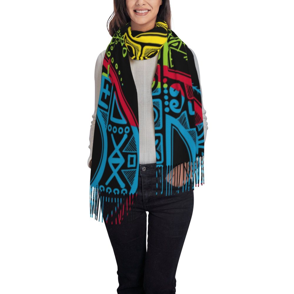 Print Amazigh Pride Tifinagh Patriotic Kabyle Scarf Men Women Winter Warm Scarves Traditional Geometric Amazigh Shawl Wrap