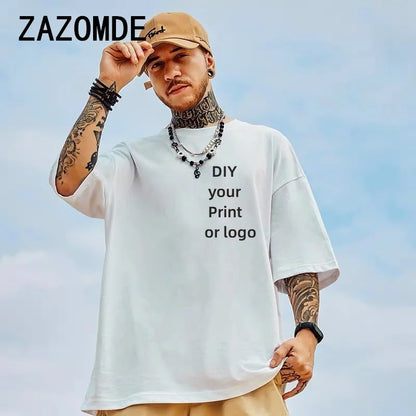 ZAZOMDE 100% Cotton Custom T Shirt Make Your Design Logo Big Size For Men And Women Front Back Both Side Personalized DIY Tshirt