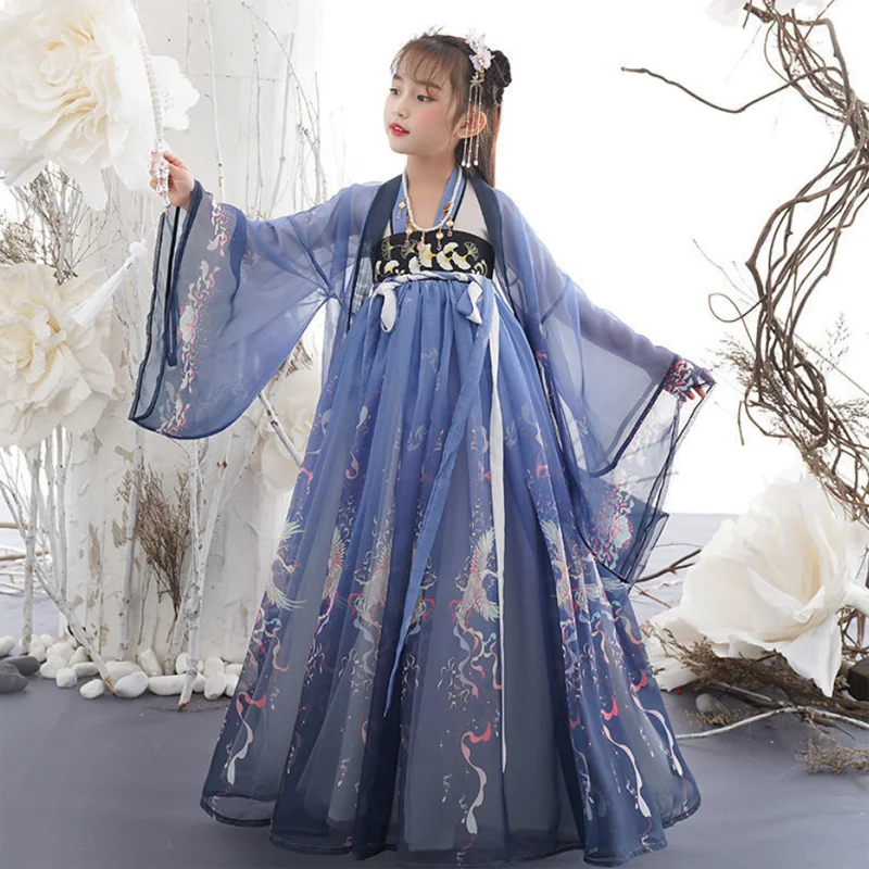 New Retro Chinese Hanfu Children's Girls' Dress Imitation Tang Dynasty Girls' Dress