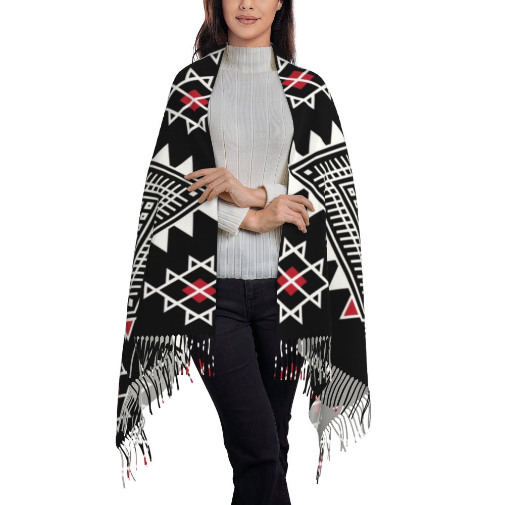 Amazigh Foutha Kabyle Scarf Wrap Women Long Winter Warm Tassel Shawl Unisex Mediterranean Geometric Scarves