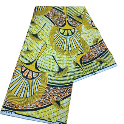 2019 Green Ankara African Wax Prints 100% cottonr Fabric Binta Real Wax High Quality 6 yard African Fabric for Party Dress