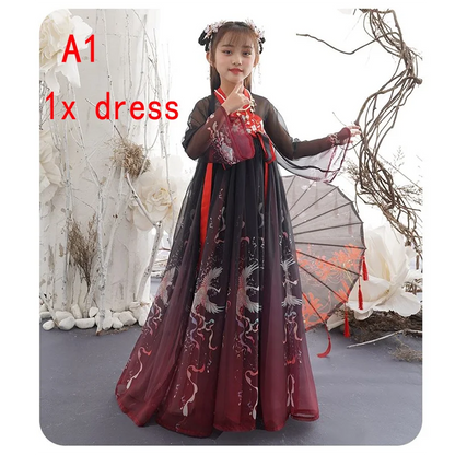 New Retro Chinese Hanfu Children's Girls' Dress Imitation Tang Dynasty Girls' Dress