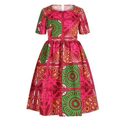 Baby Girls African Dress Toddler Kids Dashiki Traditional Style Print Short Sleeve Casual Dress Ankara Princess Dresses Vestidos