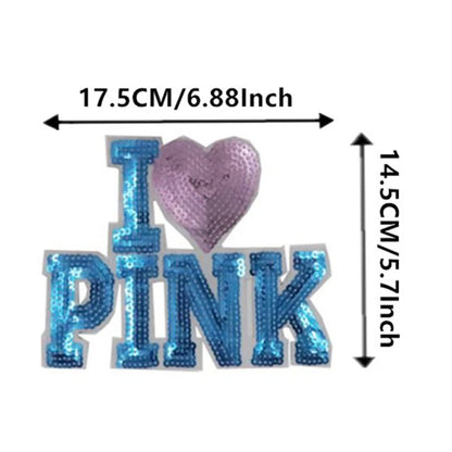 Clothing Women Shirt Top Diy Letter Patch Good LOVE Pink What Sequins deal with it T-shirt Sew on Patches for clothes Stickers