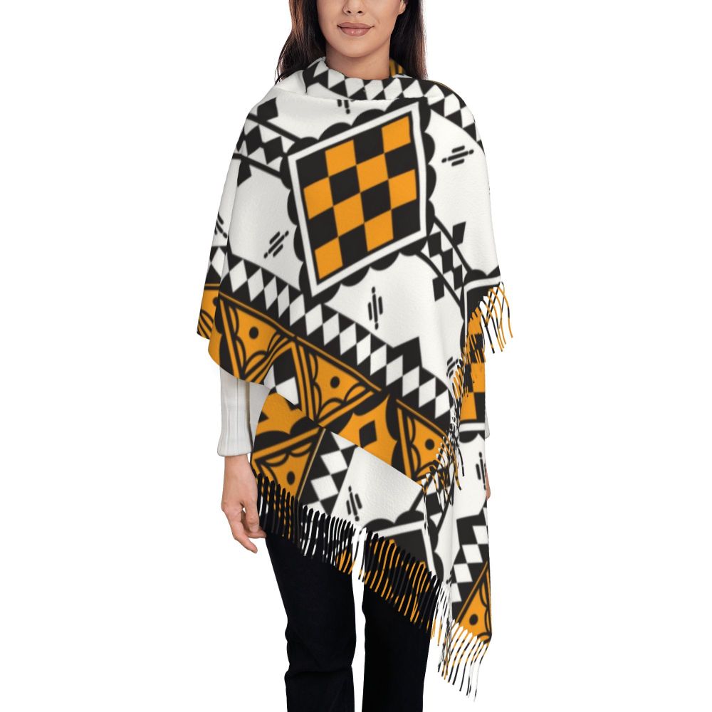 Amazigh Foutha Kabyle Scarf Wrap Women Long Winter Warm Tassel Shawl Unisex Mediterranean Geometric Scarves