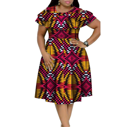 New Bazin Riche African Ruffles Collar Dresses for Women Dashiki Print Pearls Dresses Vestidos Women African Clothing WY4401