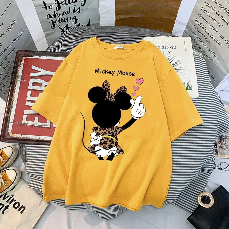 Kawaii Womens T-shirts Mickey Anime Blouses Y2k Clothing Graphic T Shirts Clothes Harajuku Oversized T Shirt Tops Harajuku