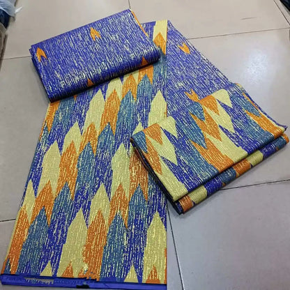 KENTE 4+2YARD 2024 Latest Design 6 Yards/lot African Fabric Gold Powder Ankara 100% Cotton Farbic For Sewing Wax Print Fabric