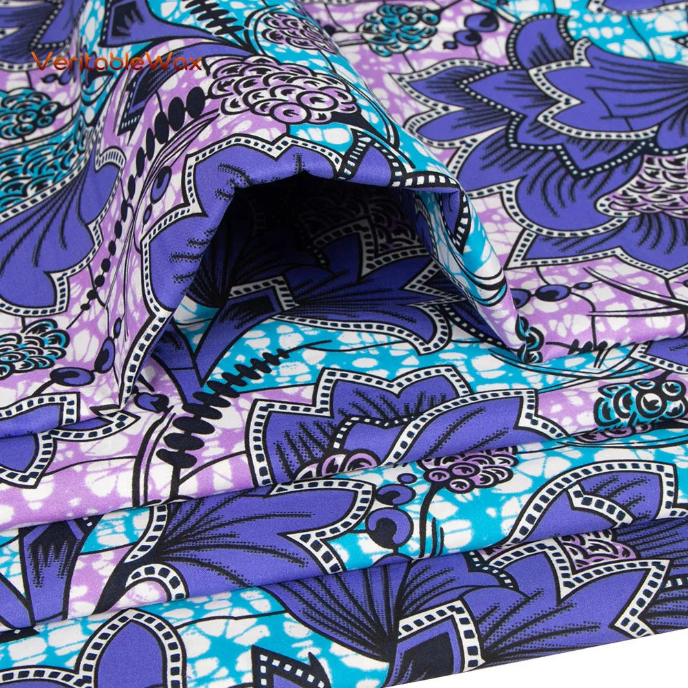 2024 Veritablewax African Dashiki Fabric Real Wax Patchwork Sewing Dress Craft Cloth Polyester High Quality Tissu N-33