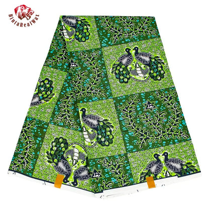 Ankara African Print Leaf Pattern Fabric Patchwork Real Wax Dress Sewing Tissu Craft DIY Textile Material for Party Fp6542