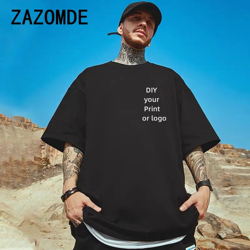 ZAZOMDE 100% Cotton Custom T Shirt Make Your Design Logo Big Size For Men And Women Front Back Both Side Personalized DIY Tshirt