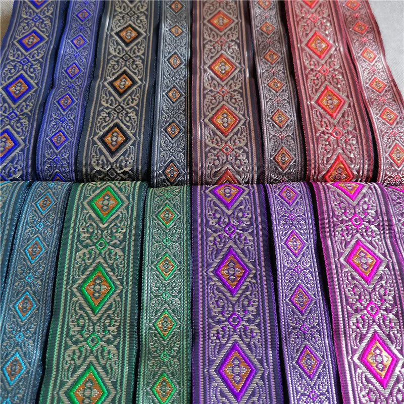 20mm-33mm 7meters Jacquard Ribbon Ethnic Lace Trim Embroidered Woven Webbing Tape For Sewing Crafting Decorative