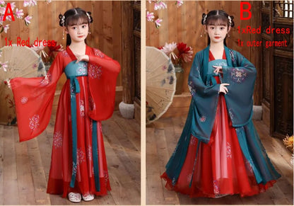 New Retro Chinese Hanfu Dress Imitation Chinese Tang Dynasty Girls Dress