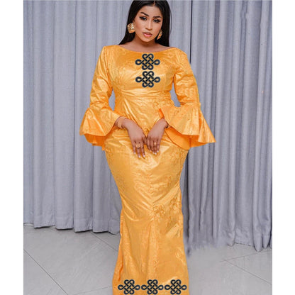 African Party Dresses African Fashion Designer Clothing Traditional Bride Robe For Nigeria Party Wedding Evening Bazin Rich