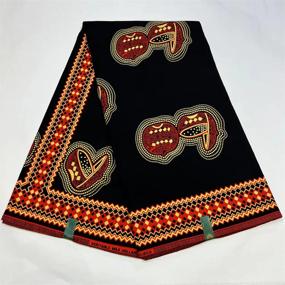 African Wax Fabric High Quality Wax Wholesale Nigeiran Wax Prints Material 6 Yards Black And White Red