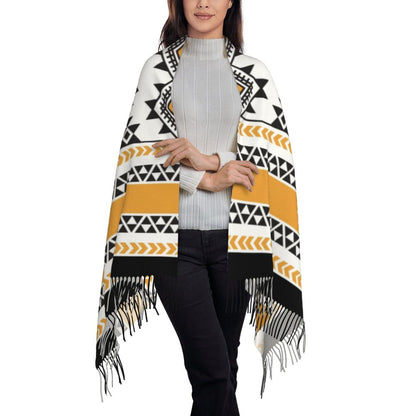 Amazigh Foutha Kabyle Scarf Wrap Women Long Winter Warm Tassel Shawl Unisex Mediterranean Geometric Scarves