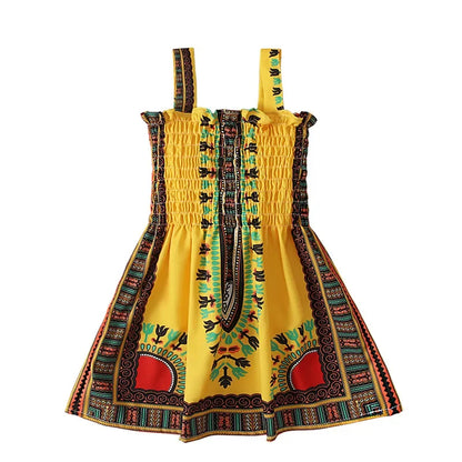 2022 Summer Fashion Style African Children Polyester Printing Dress Girl Dress African Dresses for Children