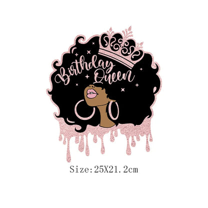 Afro Women Heat Transfer Patch For Clothing Fashion Black Girl DIY T-Shirt Hoodie Iron On Patch On Men And Women Clothes Sticker