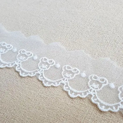 Width:4.2cm(1.68”inch) Little Bear Cotton Mesh Embroidery Lace Fashion Laces Sewing Accessories Decorative (SS-4360)